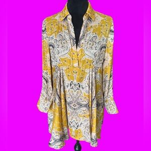 Free People Field Of Butterflies Swing Tunic Blouse Like New Size S